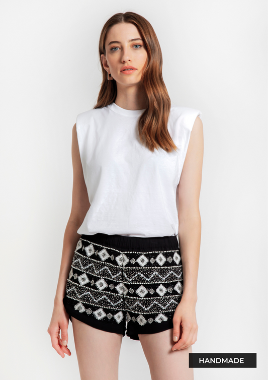 GRACE SHORTS IVORY BEADS